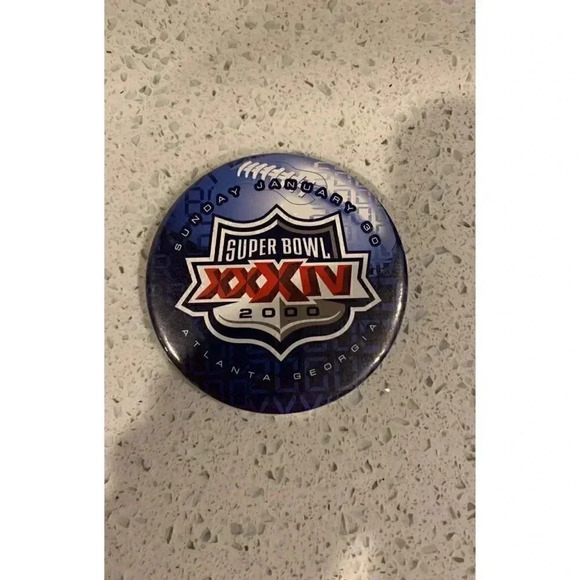 Vintage Super Bowl XXXIV NFL Atlanta Button Pinback Pin - Picture 4 of 5